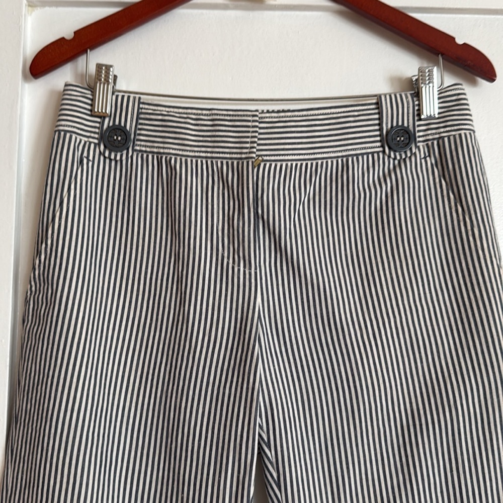 Tory Burch Black and White Striped Pants